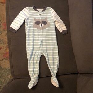 Striped Green and Gray Fleece Kids One Piece